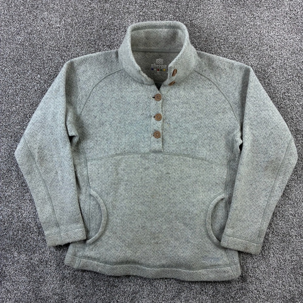 Sherpa‎ Adventure Gear Pullover Women's Small Gray Henley Fleece Sweatshirt